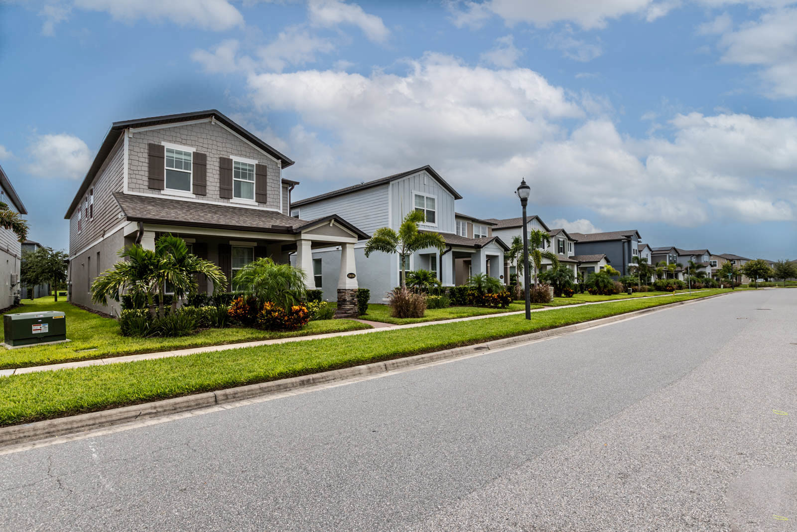 street of several two story homes in winter garden